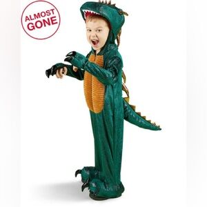 Alligator dinosaur toddler boy costume halloween face hat jumpsuit hooded tail